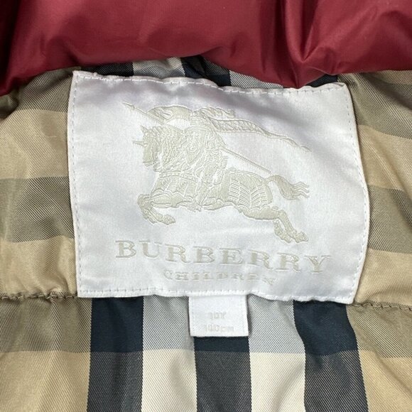 Burberry Red Down Puffer Jacket Boys Size 10 - Picture 14 of 16
